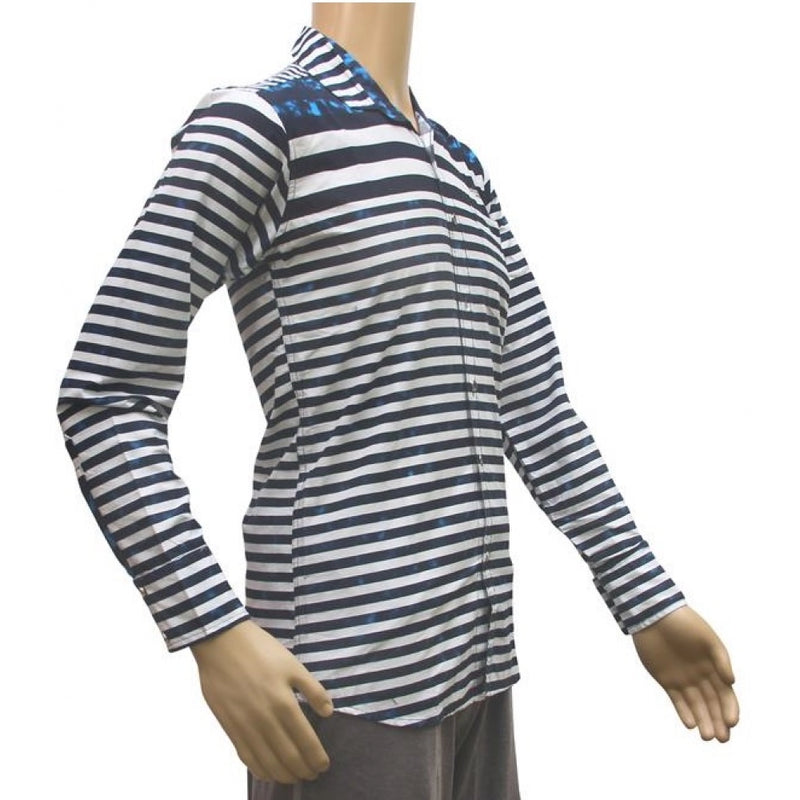 Mayawye Mens Cotton Casual Men Shirts (Blue, White, XS)