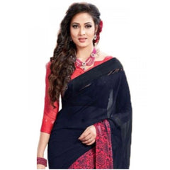 Mayawye Womens Georgette Digital Printed Saree (Navy Blue, 6.25 Mtr)