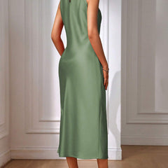 EMERY ROSE Solid Split Thigh Dress Maxi Women Outfit Sage Green Dress Elegantsilk Dress Formal