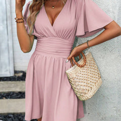 Breezaya Women'S Butterfly Sleeve Cinching Waist Dress