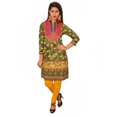Mayawye Women's Cotton Kurtis (Green, XL)