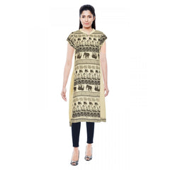 Mayawye Women's Rayon Kurtis (Beige, L)