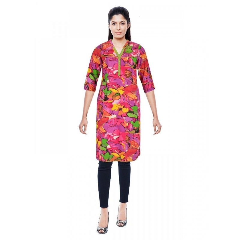 Mayawye Women's Cotton Kurtis (Pink, L)