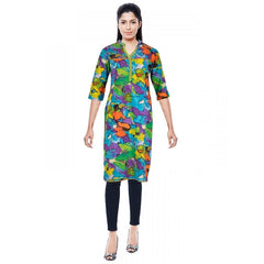 Mayawye Women's Cotton Kurtis (Blue, L)