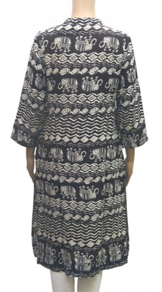 Mayawye Women's Rayon Kurtis (Black, White, M)
