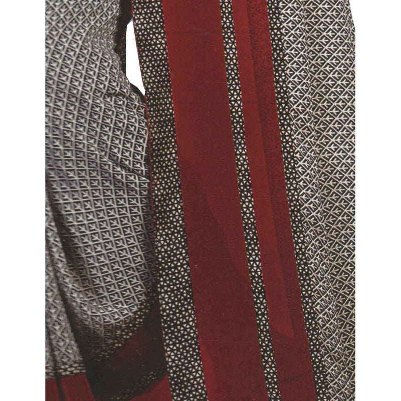 Mayawye Womens Georgette Digital Printed Saree (Grey, Red, 6.25 Mtr)
