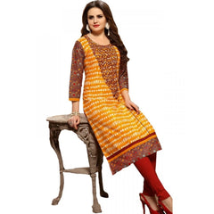 Mayawye Women's Cotton Kurtis (Orange, Multi, XL)