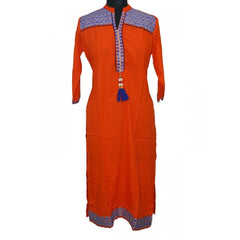 Mayawye Women's Rayon Kurtis (Orange, XXL)