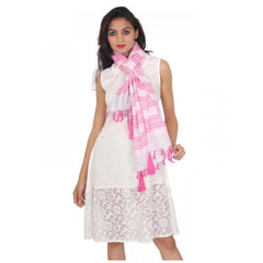 Mayawye Womens Viscose Straight Duppatta (Pink, Off White)