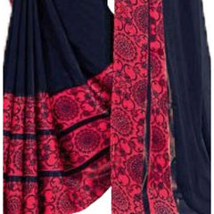 Mayawye Womens Georgette Digital Printed Saree (Navy Blue, 6.25 Mtr)