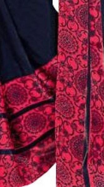 Mayawye Womens Georgette Digital Printed Saree (Navy Blue, 6.25 Mtr)