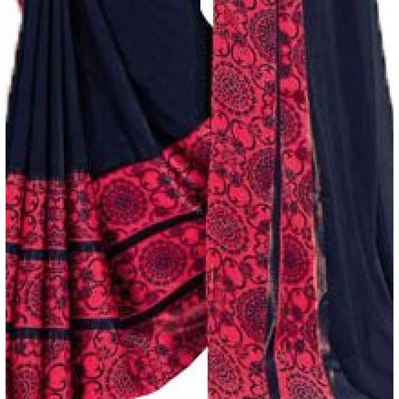 Mayawye Womens Georgette Digital Printed Saree (Navy Blue, 6.25 Mtr)