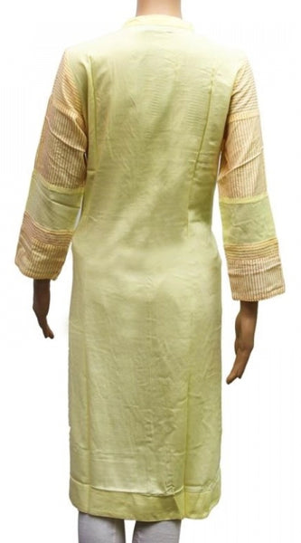 Mayawye Women's Rayon Kurtis (Lemon Yellow, XL)