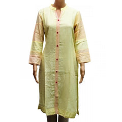 Mayawye Women's Rayon Kurtis (Lemon Yellow, XL)