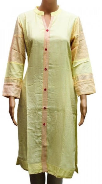 Mayawye Women's Rayon Kurtis (Lemon Yellow, XL)