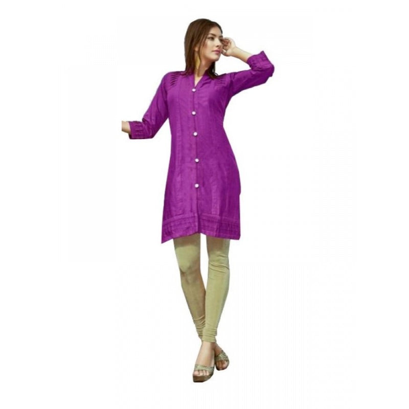 Mayawye Women's Cotton Kurtis (Violet, L)