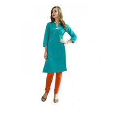 Mayawye Women's Cotton Kurtis (Blue, L)