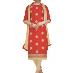 Mayawye Womens Cotton Regular Unstitched Salwar-Suit Material With Dupatta (Red, 2 mtr)