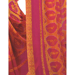 Mayawye Womens Georgette Digital Printed Saree (Dark Pink, Orange, 6.25 Mtr)