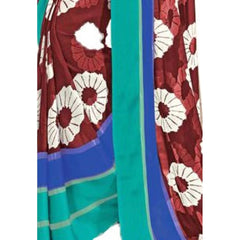 Mayawye Womens Geogrette Saree with Blouse Digital Printed Saree (Brown, 6.25 Mtr)
