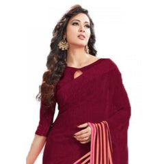 Mayawye Womens Geogrette Saree with Blouse Digital Printed Saree (Maroon, 6.25 Mtr)