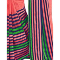 Mayawye Womens Geogrette Saree with Blouse Digital Printed Saree (Peach, 6.25 Mtr)