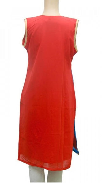 Mayawye Women's Synthetic Kurtis (Red, Blue, M)