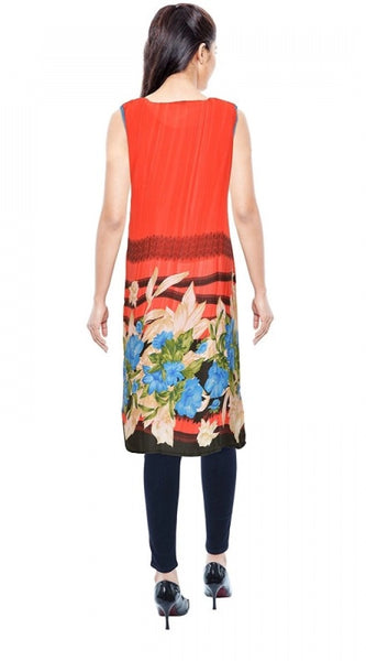 Mayawye Women's Synthetic Kurtis (Orange, L)