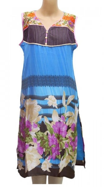Mayawye Women's Synthetic Kurtis (Blue, M)