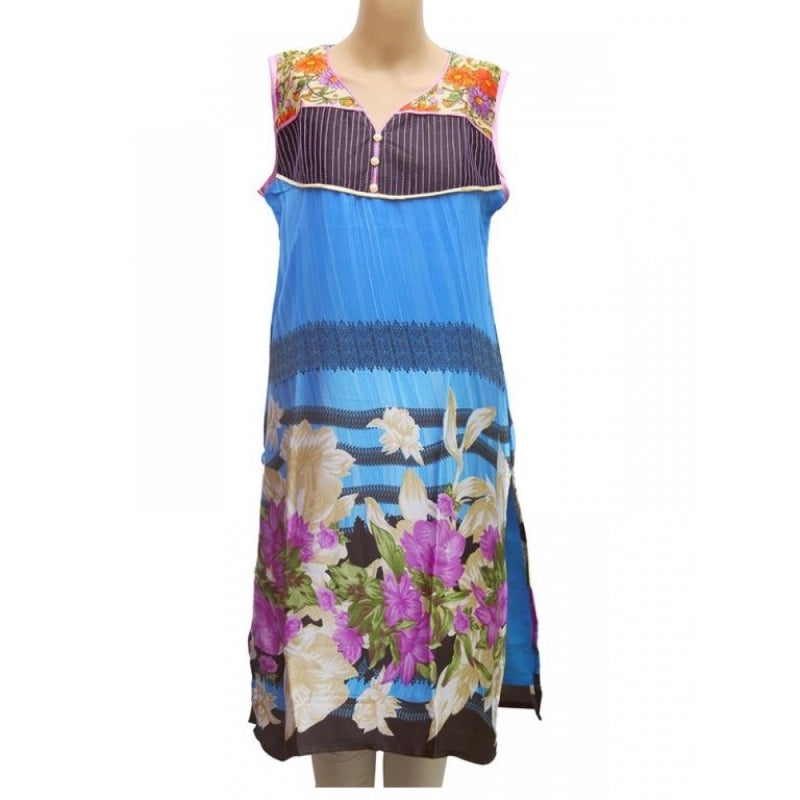 Mayawye Women's Synthetic Kurtis (Blue, M)