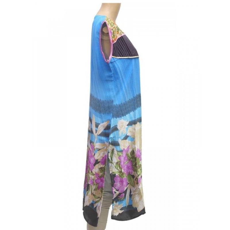 Mayawye Women's Synthetic Kurtis (Blue, M)