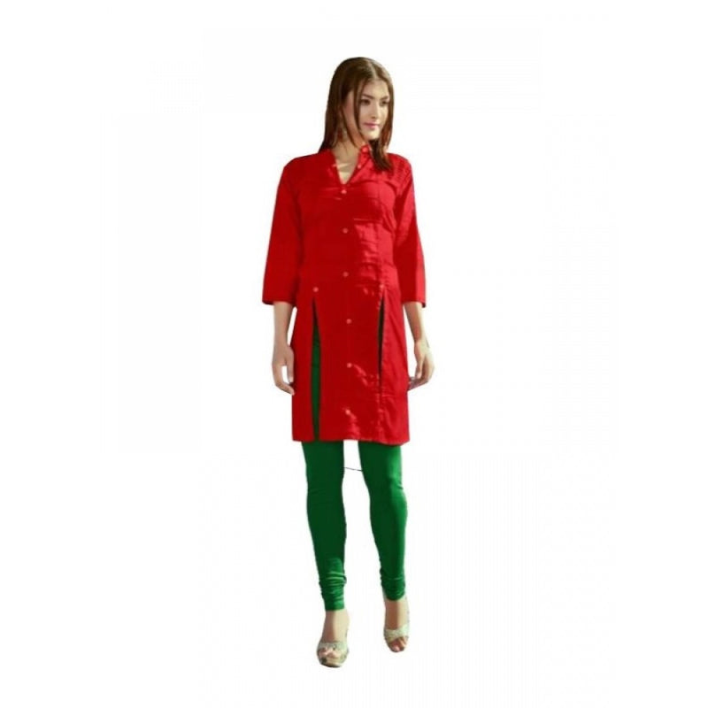 Mayawye Women's Cotton Kurtis (Red, L)