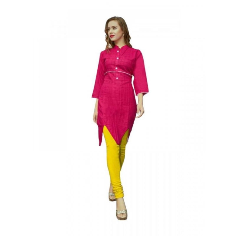Mayawye Women's Cotton Kurtis (Dark Pink, XL)