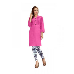 Mayawye Women's Cotton Kurtis (Pink, XL)