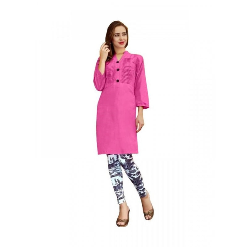 Mayawye Women's Cotton Kurtis (Pink, XL)