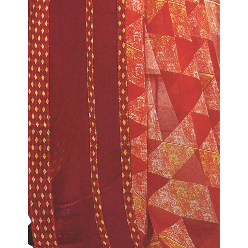 Mayawye Womens Georgette Digital Printed Saree (Red, 6.25 Mtr)