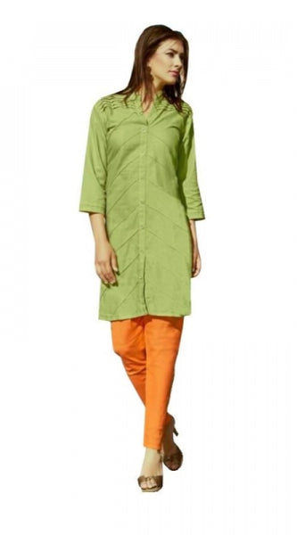 Mayawye Women's Cotton Kurtis (Green, L)