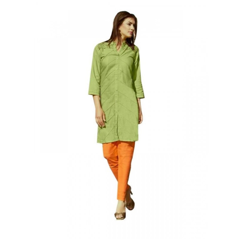 Mayawye Women's Cotton Kurtis (Green, L)