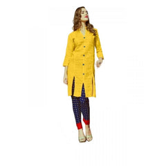 Mayawye Women's Cotton Kurtis (Yellow, L)