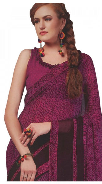 Mayawye Womens Georgette Digital Printed Saree (Purple, 6.25 Mtr)