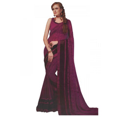 Mayawye Womens Georgette Digital Printed Saree (Purple, 6.25 Mtr)