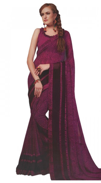 Mayawye Womens Georgette Digital Printed Saree (Purple, 6.25 Mtr)