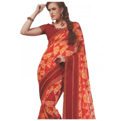Mayawye Womens Georgette Digital Printed Saree (Red, 6.25 Mtr)