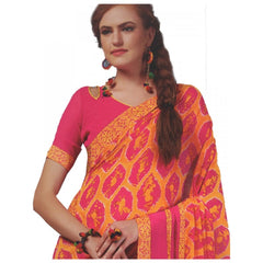 Mayawye Womens Georgette Digital Printed Saree (Dark Pink, Orange, 6.25 Mtr)