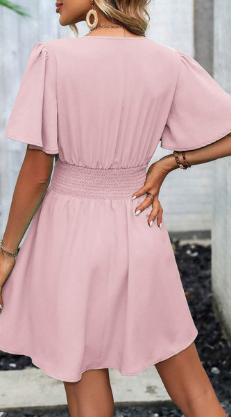 Breezaya Women'S Butterfly Sleeve Cinching Waist Dress