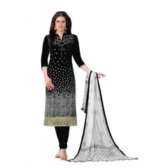 Mayawye Women's Cotton Unstitched Salwar-Suit Material With Dupatta (Black, 2-2.5mtrs)