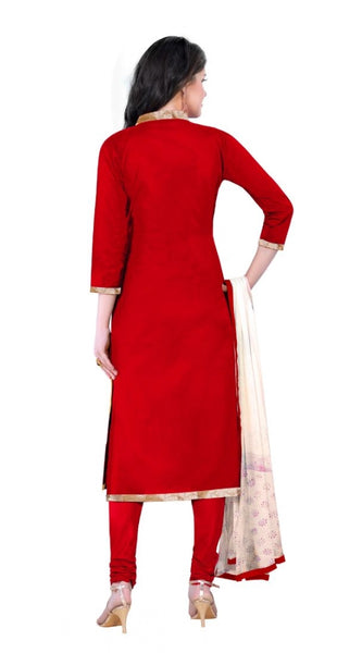 Mayawye Women's Cotton Unstitched Salwar-Suit Material With Dupatta (Red, 2-2.5mtrs)