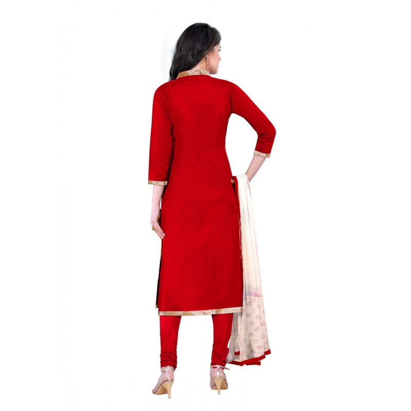 Mayawye Women's Cotton Unstitched Salwar-Suit Material With Dupatta (Red, 2-2.5mtrs)