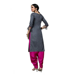 Mayawye Women's Cotton Unstitched Salwar-Suit Material With Dupatta (Grey, 2-2.5mtrs)