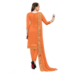 Mayawye Women's Chanderi Cotton Unstitched Salwar-Suit Material With Dupatta (Oranage, 2-2.5mtrs)